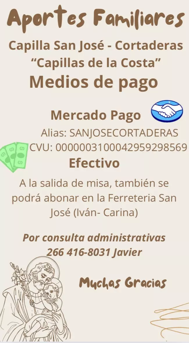 Colaboración Capillas de Cortaderas Aportes Familiares a las Capillas de Cortaderas