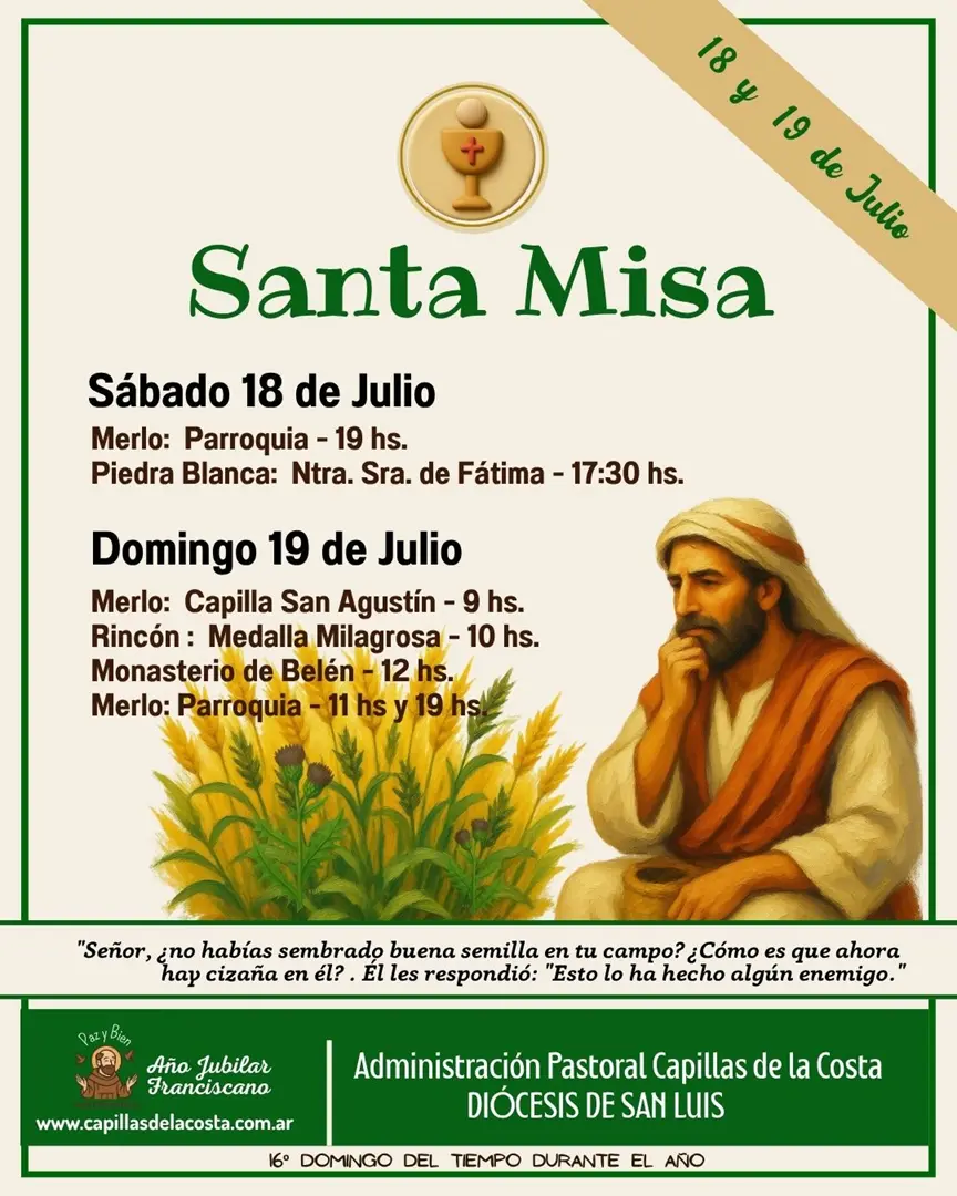 Misa 18 y 19 julio 2026